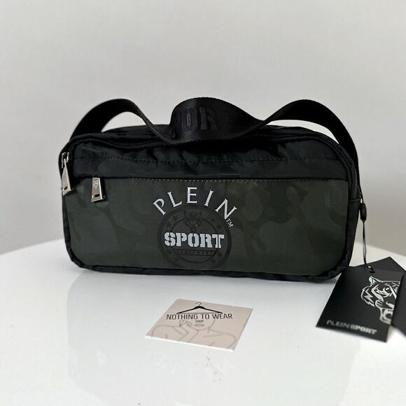 ⭕️ PHILIPP PLEIN SPORT Camouflage Fanny Pack Belt Bag Designers Black Green Camo - Picture 1 of 9